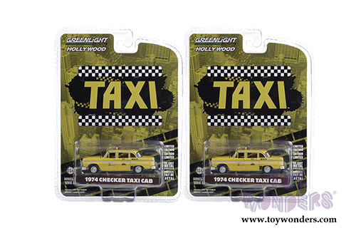 Greenlight - Hollywood Series 29 | Checker Taxicab #804 Sunshine Cab Company - Taxi (TV Series, 1978-83) (1974, 1/64 scale diecast model car, Yellow) 44890C/48
