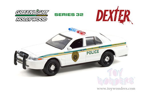 Greenlight - Hollywood Series 32 | Ford Crown Victoria Police Interceptor - Miami Metro Police Department "Dexter" (2006-2013) TV Series (2001, 1/64 scale diecast model car, White) 44920B/48