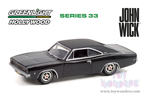 Greenlight - Hollywood Series 33 | Dodge Charger R/T "John Wick" (2014) Movie (1968, 1/64 scale diecast model car, Gloss Black) 44930E/48