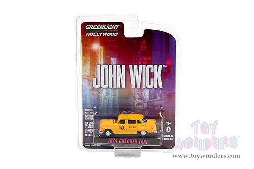 Greenlight - Hollywood Series 33 | Checker #5L89 "N.Y.C. Taxi" "John Wick: Chapter 3 - Parabellum" (2019) Movie (1974, 1/64 scale diecast model car, Yellow) 44930F/48