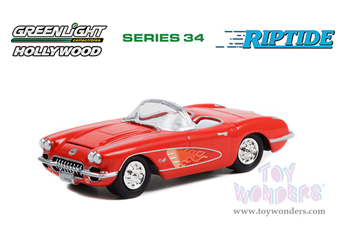 Greenlight - Hollywood Series 34 | Chevrolet® Corvette® C1 - Riptide (1984-86 TV Series) (1960, 1/64 scale diecast model car, Red) 44940B/48
