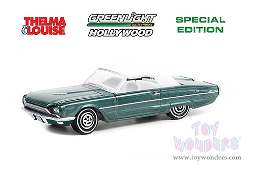 Greenlight Hollywood - Thelma & Louise Special Edition | Ford Thunderbird Convertible (Top-Up) (1966, 1/64 scale diecast model car, Blue Metallic/White Top) 44945A/48