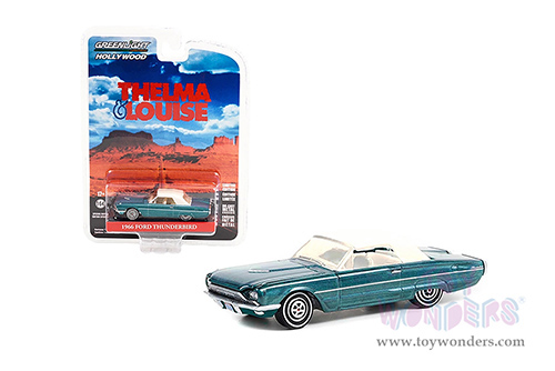 Greenlight Hollywood - Thelma & Louise Special Edition | Ford Thunderbird Convertible (Top-Up) (1966, 1/64 scale diecast model car, Blue Metallic/White Top) 44945A/48
