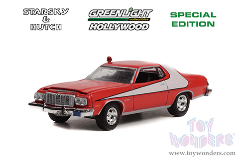 Greenlight - Hollywood Special Edition "Starsky and Hutch" Series 2 | Ford Gran Torino (Crash Version) (1976, 1/64 scale diecast model car, Red with White stripe) 44955F/48