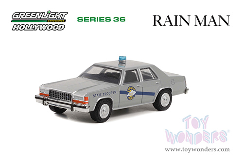 Greenlight - Hollywood Series 36 | Ford LTD Crown Victoria "Kentucky State Police State Trooper" "Rain Man" (1988) Movie (1983, 1/64 scale diecast model car, Gray) 44960D/48