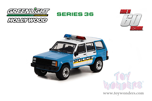 Greenlight - Hollywood Series 36 | Jeep&reg; Cherokee "San Pedro Police" "Gone in Sixty Seconds" (2000) Movie (1995, 1/64 scale diecast model car, Light Blue and White) 44960E/48