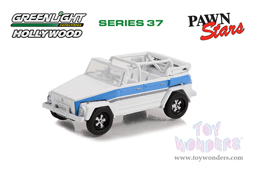 Greenlight - Hollywood Series 37 | Volkswagen Thing (Type 181) "Pawn Stars" (2009-Current) TV Series (1974, 1/64 scale diecast model car, White with Blue Stripes) 44970C/48