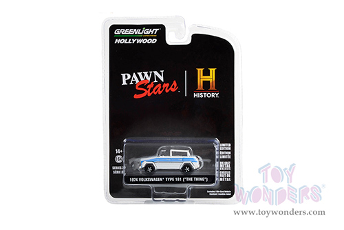 Greenlight - Hollywood Series 37 | Volkswagen Thing (Type 181) "Pawn Stars" (2009-Current) TV Series (1974, 1/64 scale diecast model car, White with Blue Stripes) 44970C/48