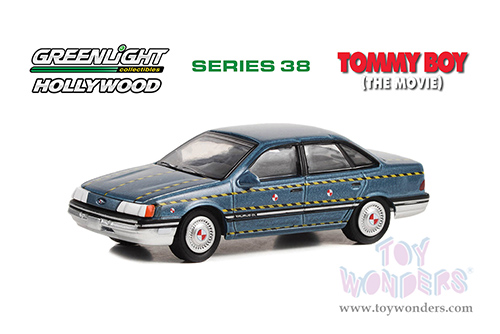 Greenlight - Hollywood Series 38 | Ford Taurus "Zalinsky Auto Parts" Crash Test Vehicle Tommy Boy (1995) Movie (1986, 1/64 scale diecast model car, Blue Metallic) 44980A/48