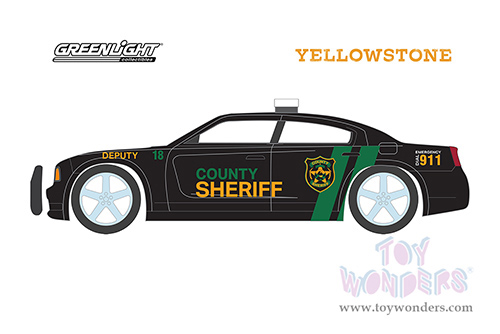 Greenlight - Hollywood Series 38 | Dodge Charger Pursuit #18 "County Sheriff Deputy" "Yellowstone" (2018-Current) TV Series (2011, 1/64 scale diecast model car, Black) 44980D/48
