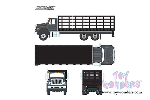 Greenlight - S.D. Trucks Series 1 | International&reg; WorkStar&reg; Platform/Stake Truck (2017, 1/64 scale diecast model car, Black) 45010B/48
