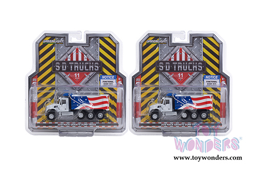 Greenlight - S.D. Trucks Series 11 | Mack&reg; Granite Dump Truck (2019, 1/64 scale diecast model car, White/USA Flag colors) 45110C/48