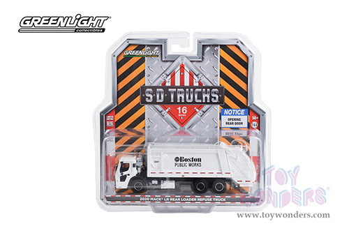 Greenlight - S.D. Trucks Series 16 | Mack&reg; LR Rear Loader Refuse Truck "Boston Public Works, Boston, Massachusetts" (2020, 1/64 scale diecast model car, White) 45160C/48