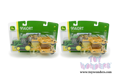 Tomy John Deere - 9560RT Tractor with Scrapers (1/64 scale diecast model car, Green/Yellow) 45444