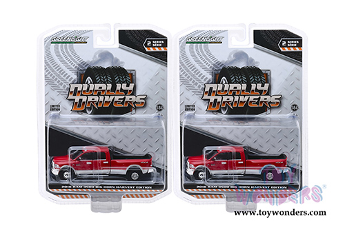 Greenlight - Dually Drivers Series 2 | Dodge Ram 3500 Dually Big Horn Pickup Truck Harvest Edition (2018, 1/64 scale diecast model car, Red) 46020D/48