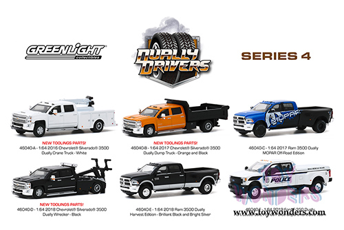 Greenlight - Dually Drivers Series 4 (1/64 scale diecast model car, Asstd.) 46040/6