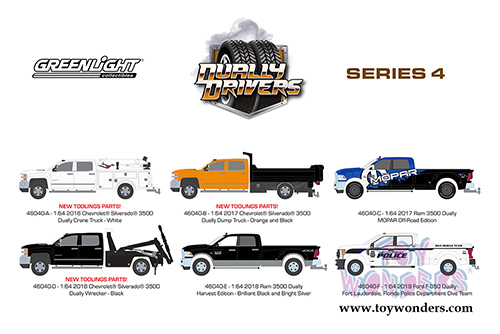 Greenlight - Dually Drivers Series 4 (1/64 scale diecast model car, Asstd.) 46040/6