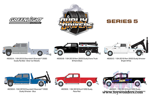 Greenlight - Dually Drivers Series 5 (1/64 scale diecast model car, Asstd.) 46050/48