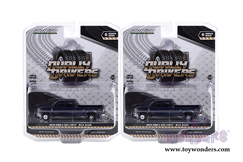 Greenlight - Dually Drivers Series 6 | Ford F-350 Lariat Pickup Truck - Blue Jeans (2019, 1/64 scale diecast model car, Blue) 46060F/48