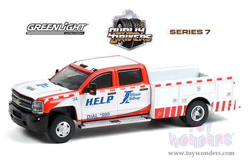 Greenlight - Dually Drivers Series 7 | Chevrolet® Silverado™ 3500 Dually Service Bed "Illinois Tollway" (2018, 1/64 scale diecast model car, White and Red) 46070D/48