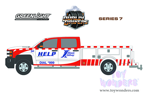 Greenlight - Dually Drivers Series 7 | Chevrolet® Silverado™ 3500 Dually Service Bed "Illinois Tollway" (2018, 1/64 scale diecast model car, White and Red) 46070D/48
