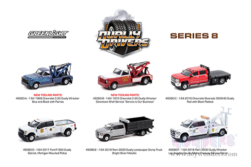 Greenlight - Dually Drivers Series 8 (1/64 scale diecast model car, Asstd.) 46080/48