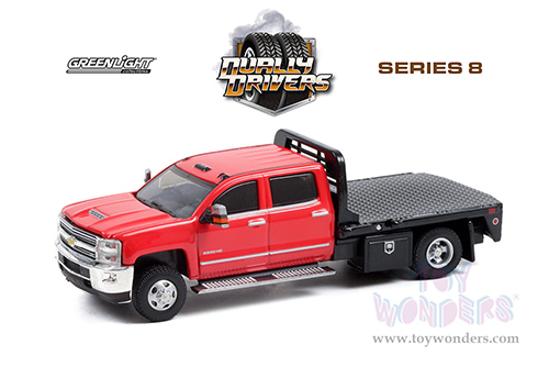 Greenlight - Dually Drivers Series 8 | Chevrolet&reg; Silverado 3500HD Dually Flatbed Truck (2016, 1/64 scale diecast model car, Red/Black) 46080C/48