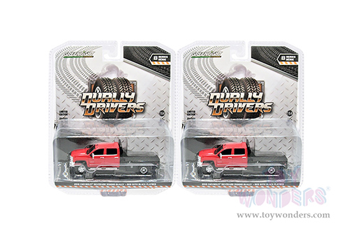 Greenlight - Dually Drivers Series 8 | Chevrolet&reg; Silverado 3500HD Dually Flatbed Truck (2016, 1/64 scale diecast model car, Red/Black) 46080C/48