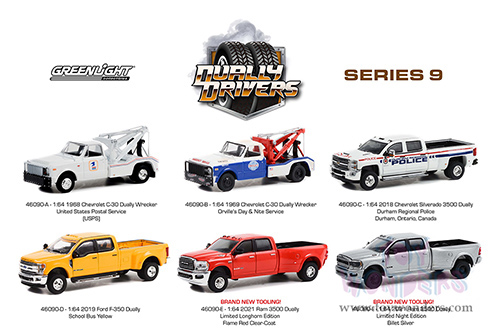 Greenlight - Dually Drivers Series 9 (1/64 scale diecast model car, Asstd.) 46090/48