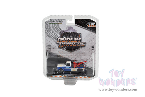 Greenlight - Dually Drivers Series 9 | Chevrolet&reg; C-30 Dually Wrecker Tow Truck (Weathered) "Orville's Day & Nite Service" (1969, 1/64 scale diecast model car, White/Blue) 46090B/48