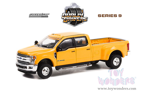Greenlight - Dually Drivers Series 9 | Ford F-350 Dually Pickup Truck School Bus Yellow (2019, 1/64 scale diecast model car, Yellow) 46090D/48