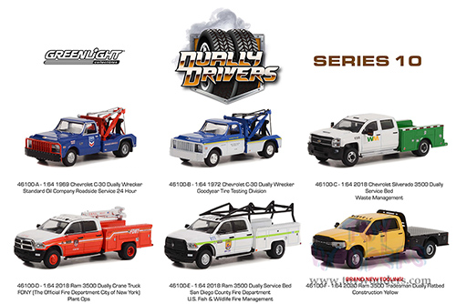 Greenlight - Dually Drivers Series 10 (1/64 scale diecast model car, Asstd.) 46100/48