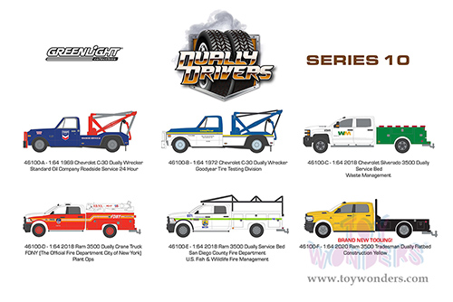 Greenlight - Dually Drivers Series 10 (1/64 scale diecast model car, Asstd.) 46100/48