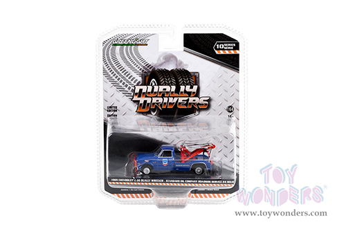 Greenlight - Dually Drivers Series 10 | Chevrolet&reg; C-30 Dually Wrecker Truck - Standard Oil Company Roadside Service 24 Hour (1969, 1/64 scale diecast model car, Dark Blue) 46100A/48