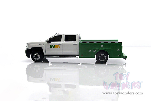 Greenlight - Dually Drivers Series 10 | Chevrolet® Silverado 3500HD Dually Service Truck - Waste Management (2018, 1/64 scale diecast model car, White and Green) 46100C/48
