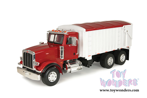 Tomy Big Farm - Peterbilt Model 367 With Grain Box - Lights and authentic Truck Sounds (1/16 scale Hard Plastic model car, Red/White) 46184P