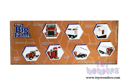 Tomy Big Farm - Peterbilt Model 367 With Grain Box - Lights and authentic Truck Sounds (1/16 scale Hard Plastic model car, Red/White) 46184P