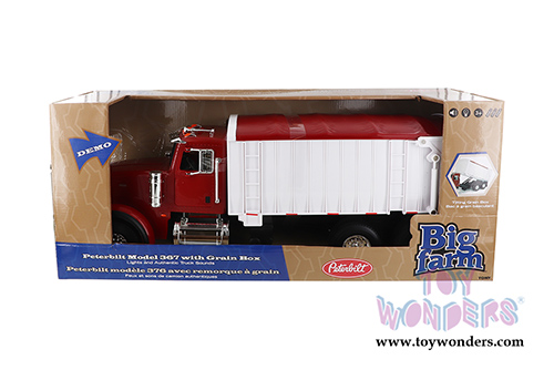 Tomy Big Farm - Peterbilt Model 367 With Grain Box - Lights and authentic Truck Sounds (1/16 scale Hard Plastic model car, Red/White) 46184P