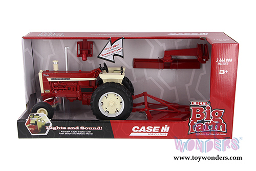 Tomy ERTL Big Farm - Case IH International Harvester 1206 Tractor with Rear Blade and Mower (1/16 scale sturdy plastic model car, Red) 46379
