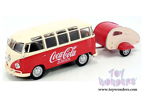Motor City Coca-Cola - Volkswagen Samba Bus with Trailer (1/43 scale diecast model car, Red) 467433
