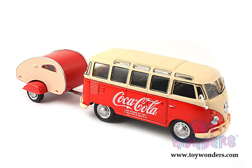 Motor City Coca-Cola - Volkswagen Samba Bus with Trailer (1/43 scale diecast model car, Red) 467433