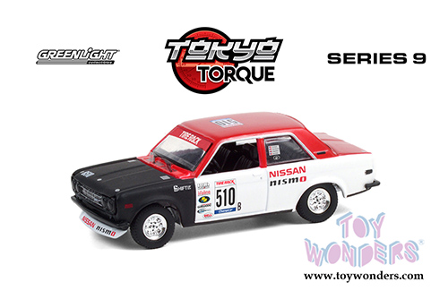 Greenlight - Tokyo Torque Series 9 | Datsun 510 - #510 Begley Motorsports Tire Rack Champ Car Endurance Series (1972, 1/64 scale diecast model car, Red/White/Black) 47070A/48