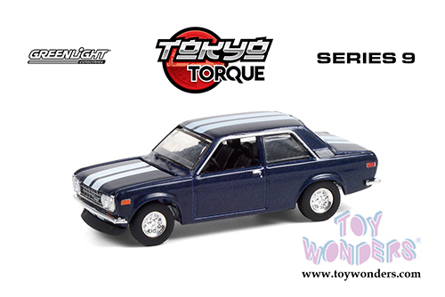 Greenlight - Tokyo Torque Series 9 | Datsun 510 (1971, 1/64 scale diecast model car, Custom Rich Blue) 47070C/48