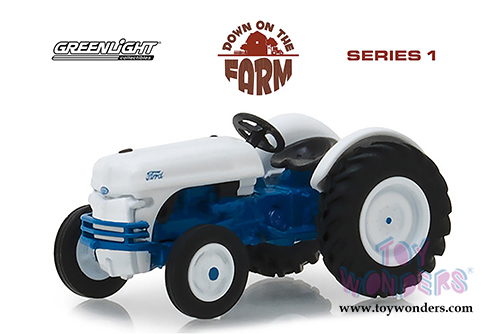 Greenlight - Down on the Farm Series 1 | Ford 8N Tractor (1949, 1/64 scale diecast model car, White/Blue) 48010B/48