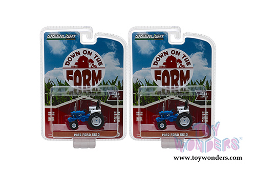 Greenlight - Down on the Farm Series 1 | Ford 5610 Tractor (1982, 1/64 scale diecast model car, White/Blue) 48010C/48