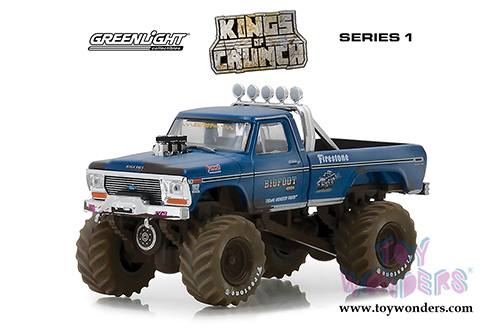 Greenlight - Kings of Crunch Series 1 | Ford F-250 Monster Truck - Bigfoot&reg; #1 Dirty Version (1/64 scale diecast model car, Blue) 49010A/48