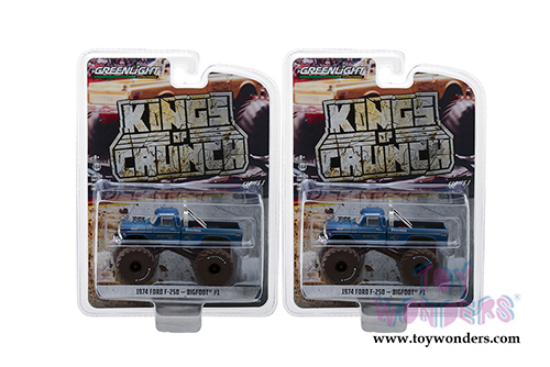 Greenlight - Kings of Crunch Series 1 | Ford F-250 Monster Truck - Bigfoot&reg; #1 Dirty Version (1/64 scale diecast model car, Blue) 49010A/48