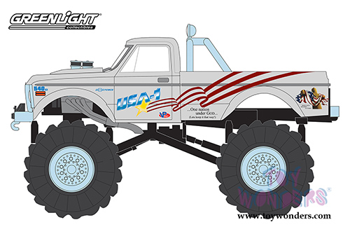 Greenlight - Kings of Crunch Series 1 | Chevrolet&reg; K-10 Monster Truck - USA-1 (1/64 scale diecast model car, White) 49010B/48
