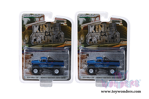 Greenlight - Kings of Crunch Series 3 | Ford F-250 Monster Truck - Midwest Four Wheel Drive Center (1974, 1/64 scale diecast model car, Blue) 49030A/48