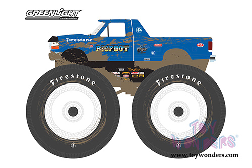 Greenlight - Kings of Crunch Series 6 | Ford F-250 Monster Truck - Bigfoot #5 Dirty version (1996, 1/64 scale diecast model car, Blue) 49060F/48